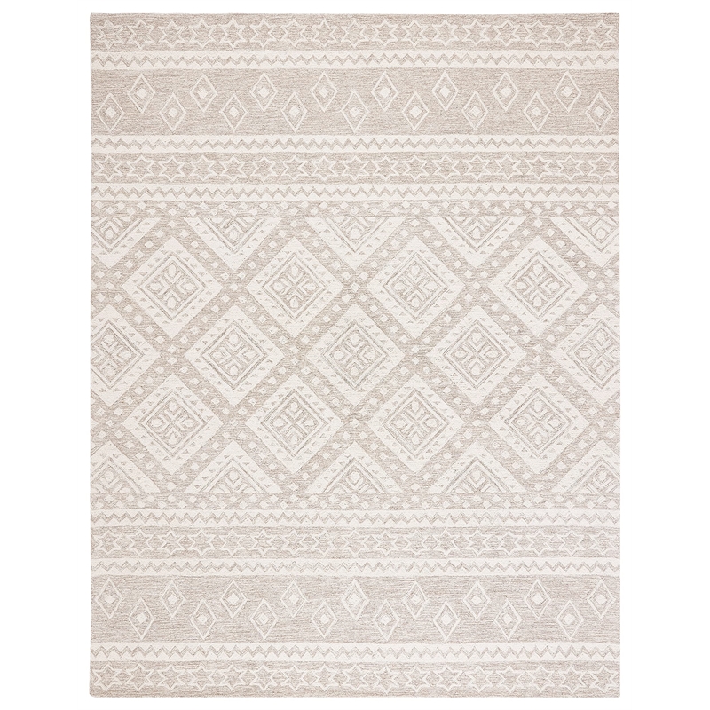 Safavieh Micro-Loop 8' x 10' Hand Tufted Wool Rug in Beige and Ivory