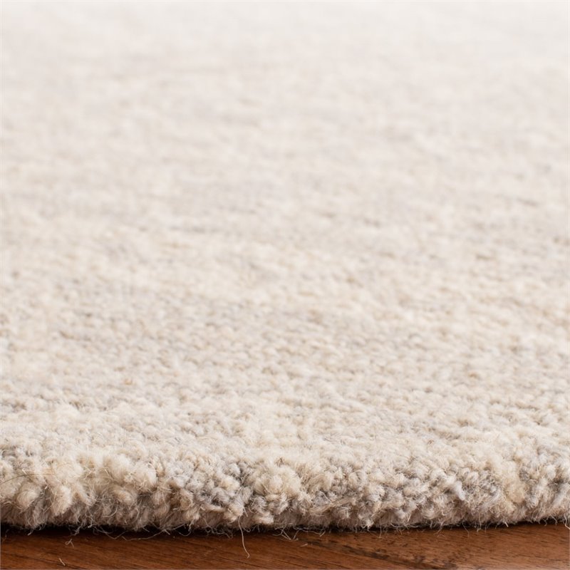 Safavieh Micro-Loop 5' Round Hand Tufted Wool Rug in Gray and Ivory