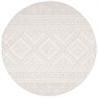 Safavieh Micro-Loop 5' Round Hand Tufted Wool Rug in Gray and Ivory