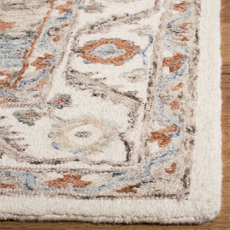 Safavieh Micro-Loop 5' x 8' Hand Tufted Wool Rug in Gray and Rust