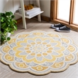 Safavieh Novelty 3' Round Hand Tufted Wool Rug in Gray and Gold