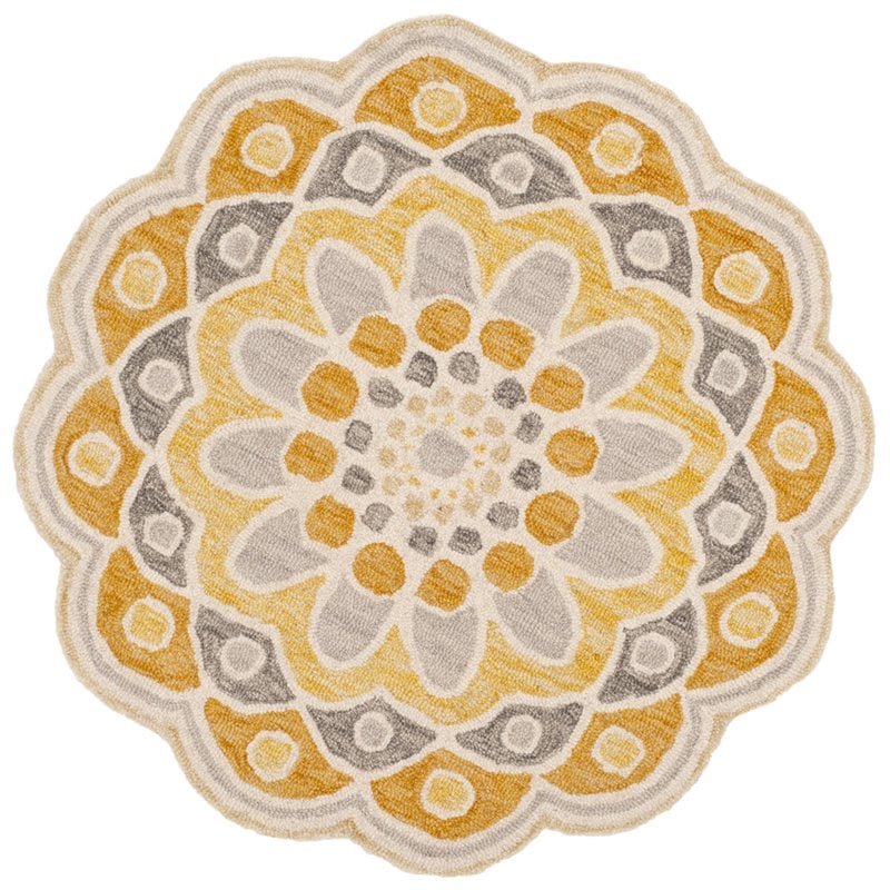 Safavieh Novelty 3' Round Hand Tufted Wool Rug in Gray and Gold Cymax