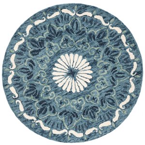 safavieh novelty hand tufted wool rug in blue and ivory