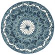 Safavieh Novelty 4' Round Hand Tufted Wool Rug in Blue and Ivory