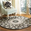 Safavieh Novelty 5' Round Hand Tufted Wool Rug in Charcoal and Ivory