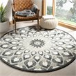 Safavieh Novelty 6' Round Hand Tufted Wool Rug in Charcoal and Ivory