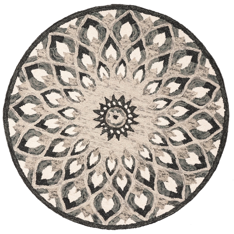 Safavieh Novelty 4' Round Hand Tufted Wool Rug in Rust and Gold
