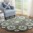 Safavieh Novelty 6' Round Hand Tufted Wool Rug in Ivory and Blue