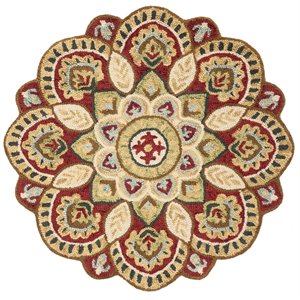safavieh novelty hand tufted wool rug in red and taupe