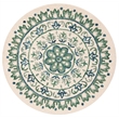 Safavieh Novelty 4' Round Hand Tufted Wool Rug in Ivory and Teal