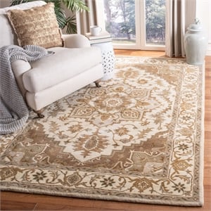 Safavieh Royalty 8' x 10' Hand Tufted Wool Rug in Red and Beige