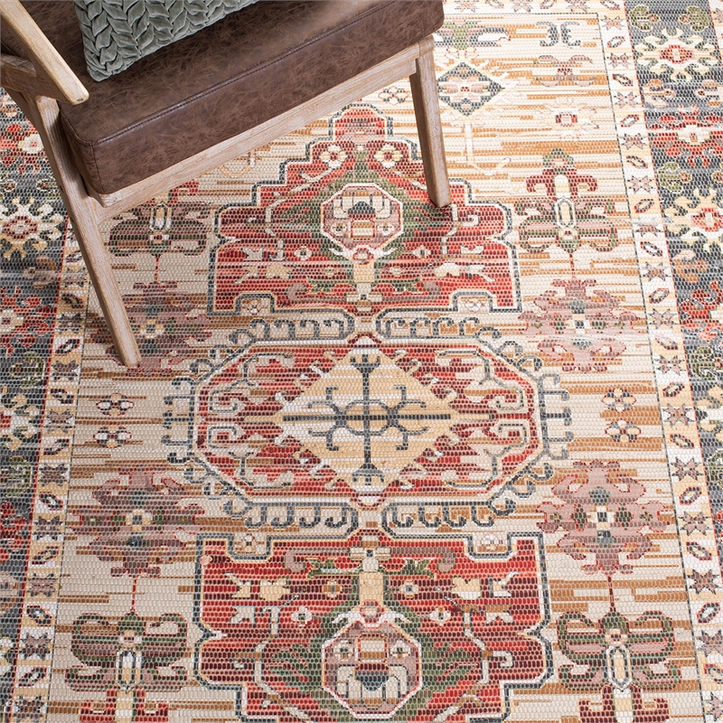 Safavieh Saffron 8' x 10' Hand Loomed Rug in Beige and Red