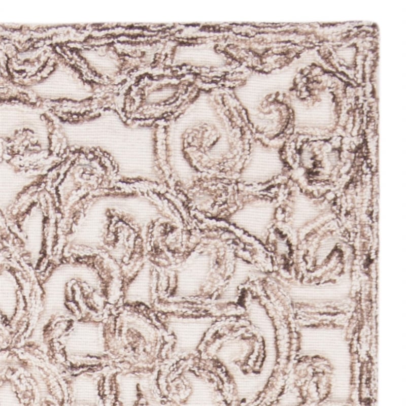 Safavieh Trace 8' x 10' Hand Tufted Wool Rug in Brown and Ivory