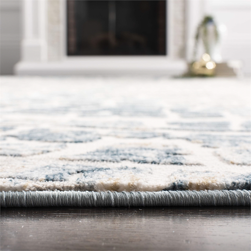 Safavieh Vogue 2' X 8' Polyester Power Loomed Rug In Ivory And Teal