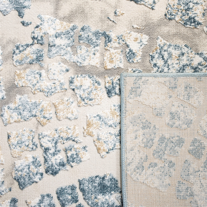 Safavieh Vogue 2' X 8' Polyester Power Loomed Rug In Ivory And Teal