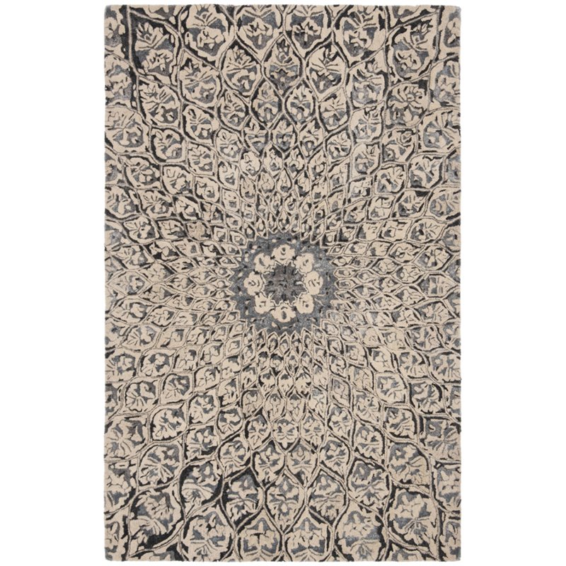 Safavieh Allure 5' x 8' Hand Tufted Rug in Ivory and Charcoal