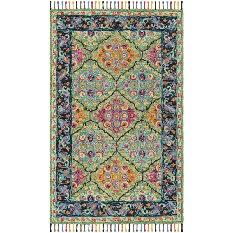 Safavieh Aspen 8' x 10' Hand Tufted Wool Rug in Light Green and Black