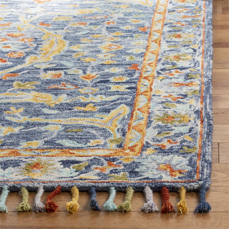 Safavieh Aspen 4' x 6' Hand Tufted Wool Rug in Blue and Rust