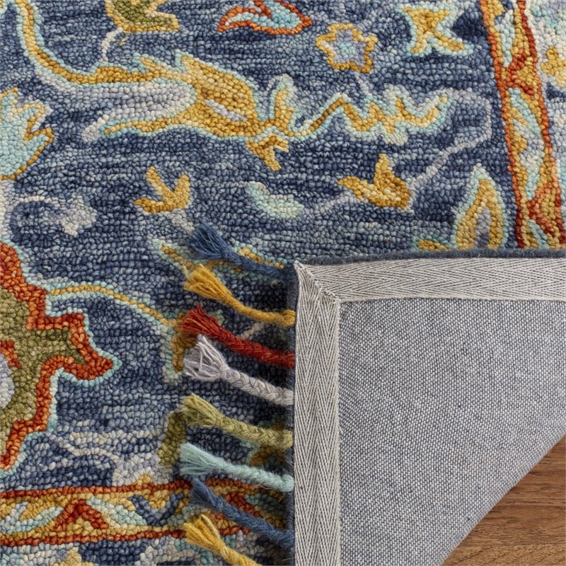 Safavieh Aspen 5' x 8' Hand Tufted Wool Rug in Blue and Rust
