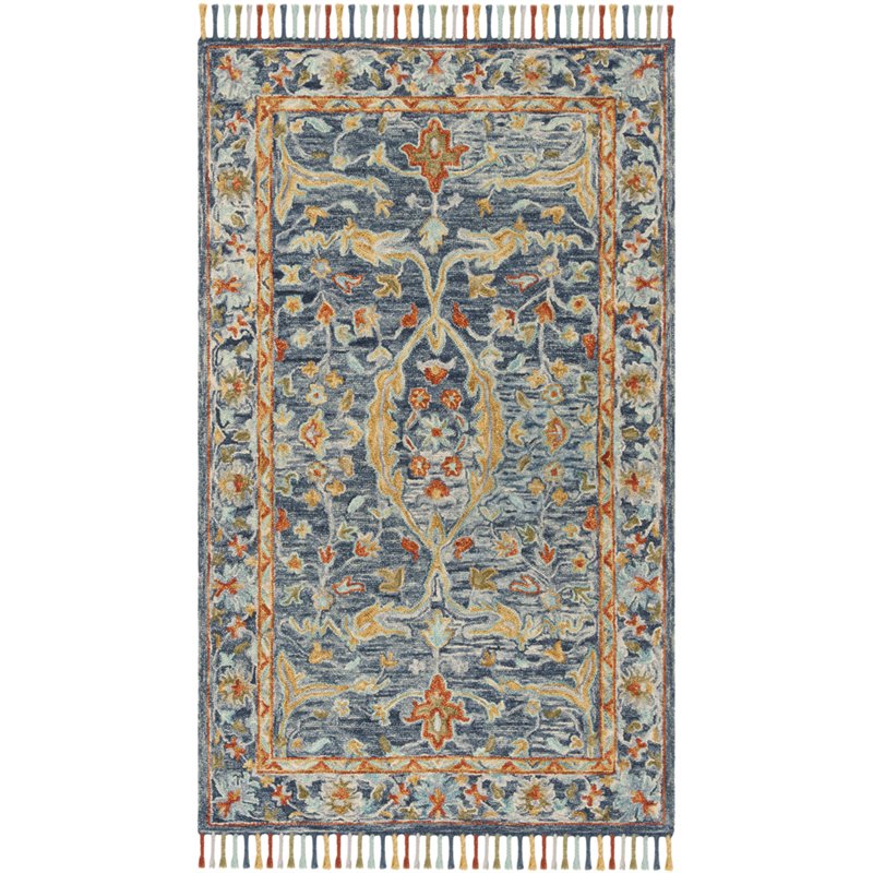 Safavieh Aspen 8' x 10' Hand Tufted Wool Rug in Blue and Rust