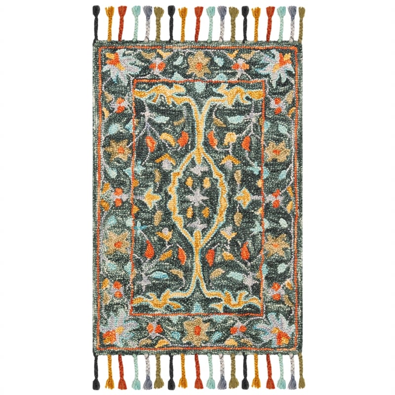 Safavieh Aspen 2' x 3' Hand Tufted Wool Rug in Olive and Rust