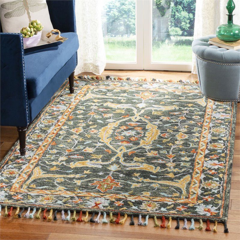 Safavieh Aspen 4' x 6' Hand Tufted Wool Rug in Olive and Rust