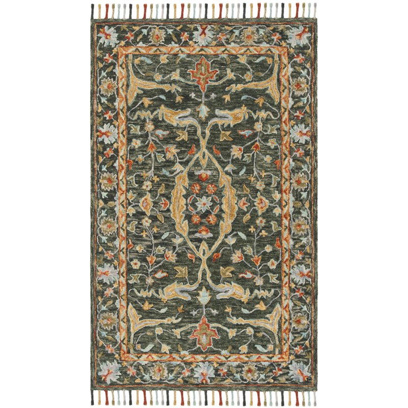 Safavieh Aspen 5' x 8' Hand Tufted Wool Rug in Olive and Rust
