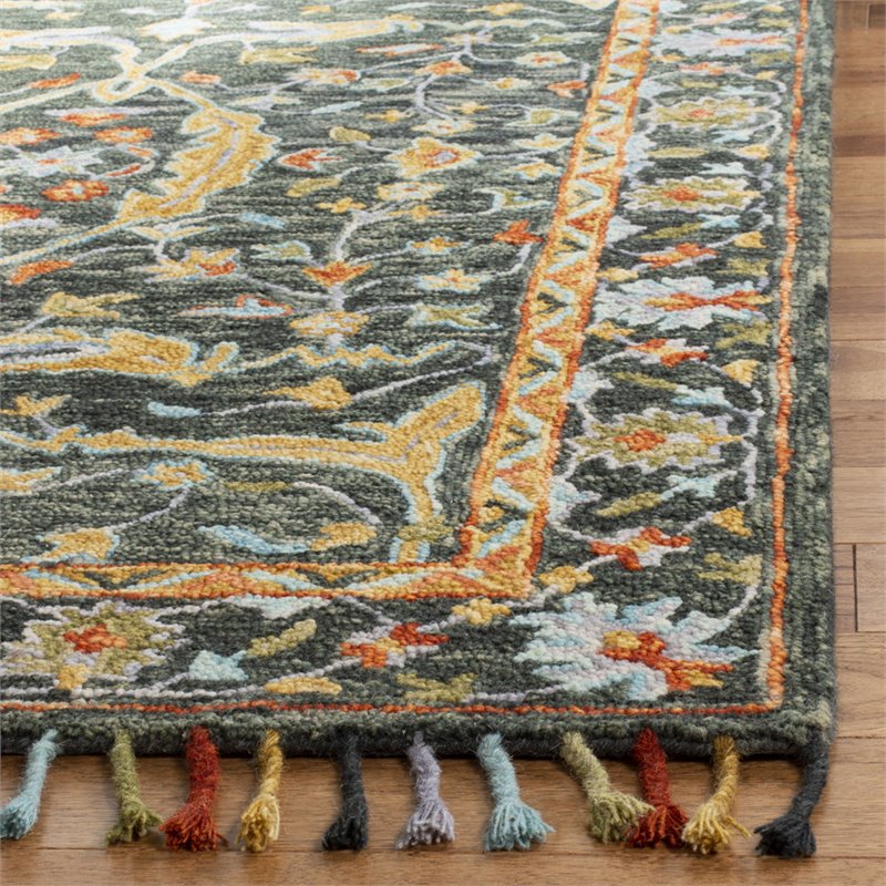 Safavieh Aspen 8' x 10' Hand Tufted Wool Rug in Olive and Rust