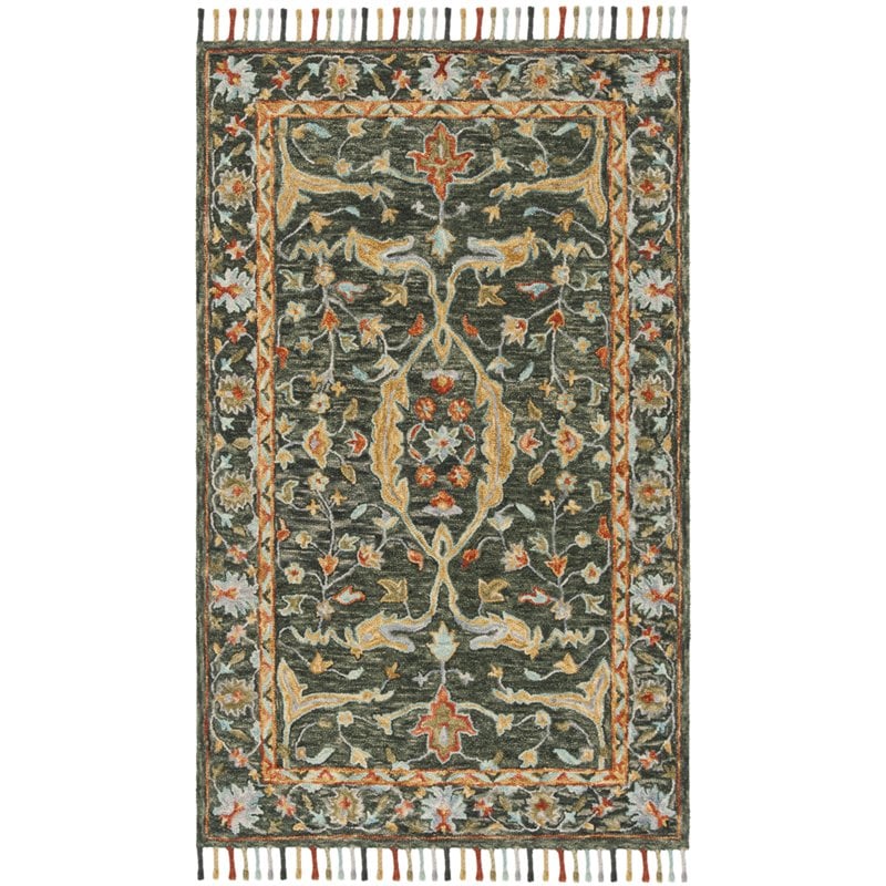 Safavieh Aspen 8' x 10' Hand Tufted Wool Rug in Olive and Rust