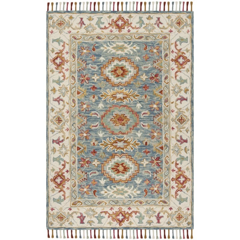 Safavieh Aspen 8' x 10' Hand Tufted Wool Rug in Blue and Ivory