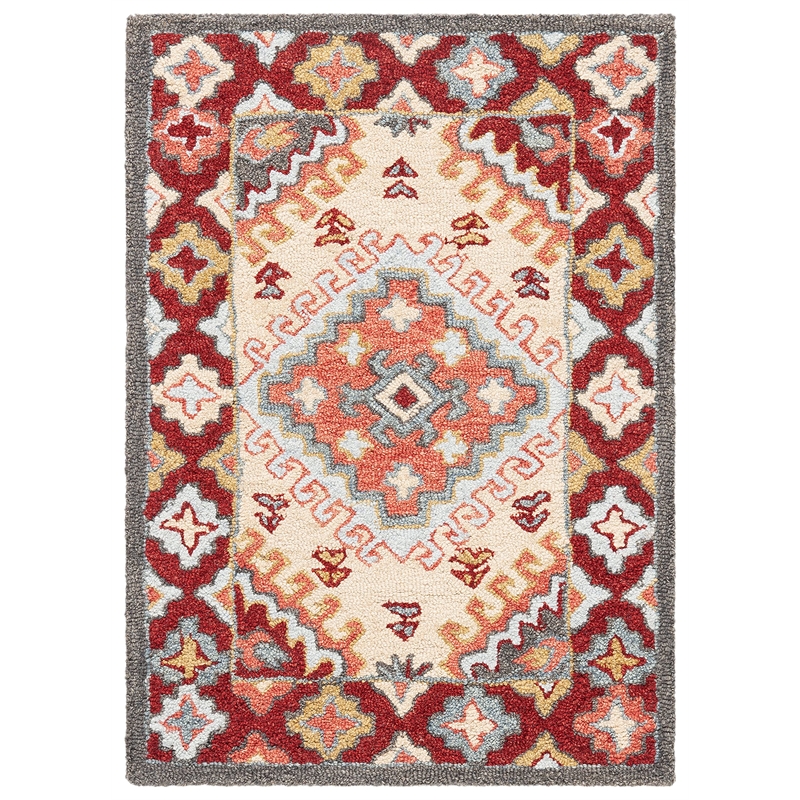Safavieh Aspen 2' x 3' Hand Tufted Wool Rug in Red and Ivory