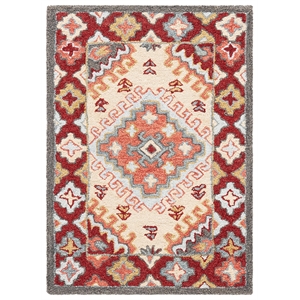 Safavieh Aspen 2' x 3' Hand Tufted Wool Rug in Red and Ivory