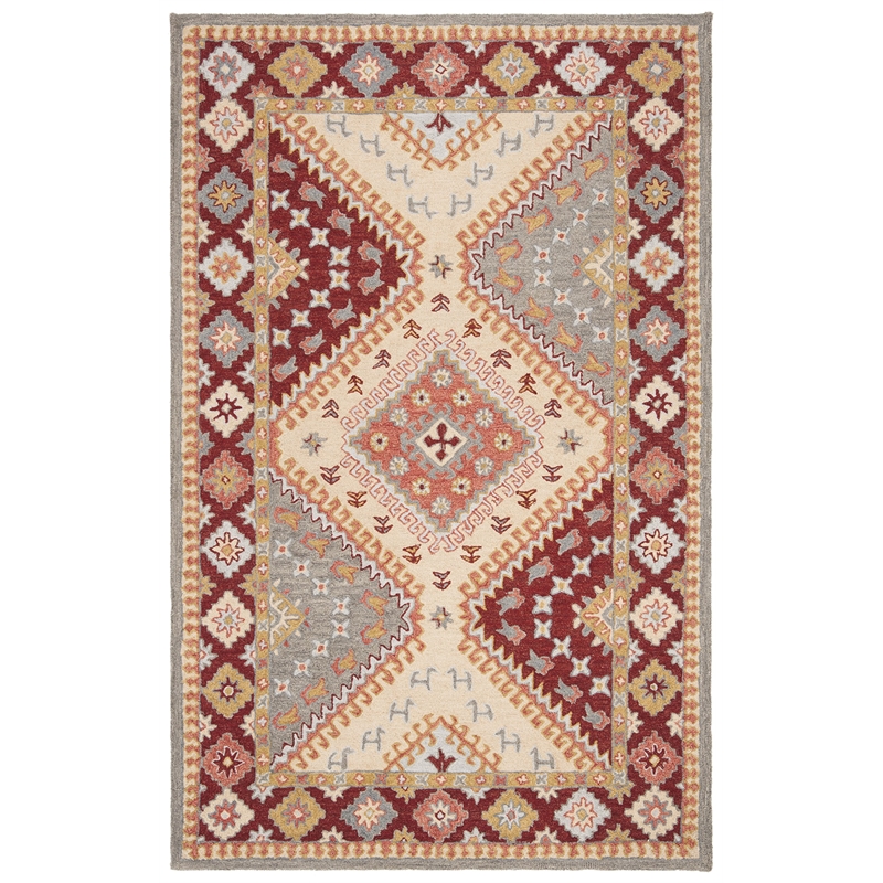 Safavieh Aspen 4' x 6' Hand Tufted Wool Rug in Red and Ivory