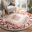 Safavieh Aspen 7' Round Hand Tufted Wool Rug in Red and Ivory