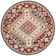 Safavieh Aspen 7' Round Hand Tufted Wool Rug in Red and Ivory