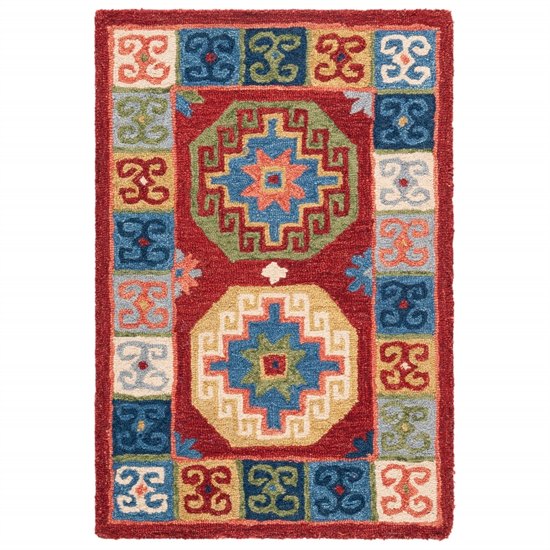 Safavieh Aspen 2' x 3' Hand Tufted Wool Rug in Red and Blue