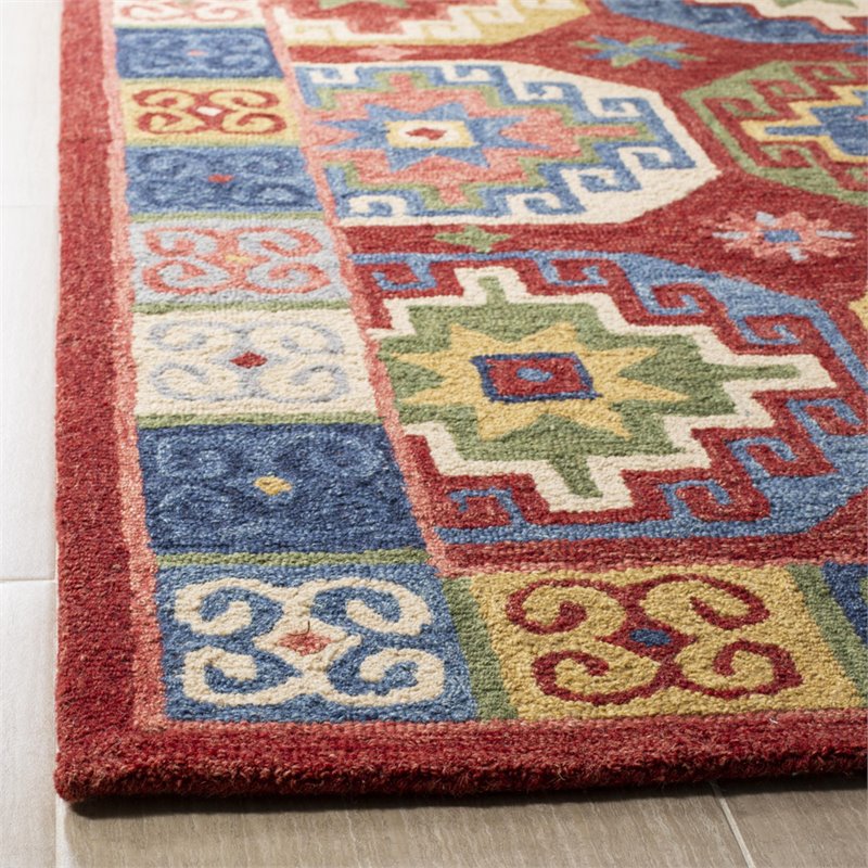 Safavieh Aspen 4' x 6' Hand Tufted Wool Rug in Red and Blue