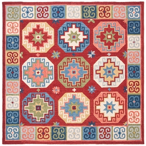 Safavieh Aspen 7' Square Hand Tufted Wool Rug in Red and Blue