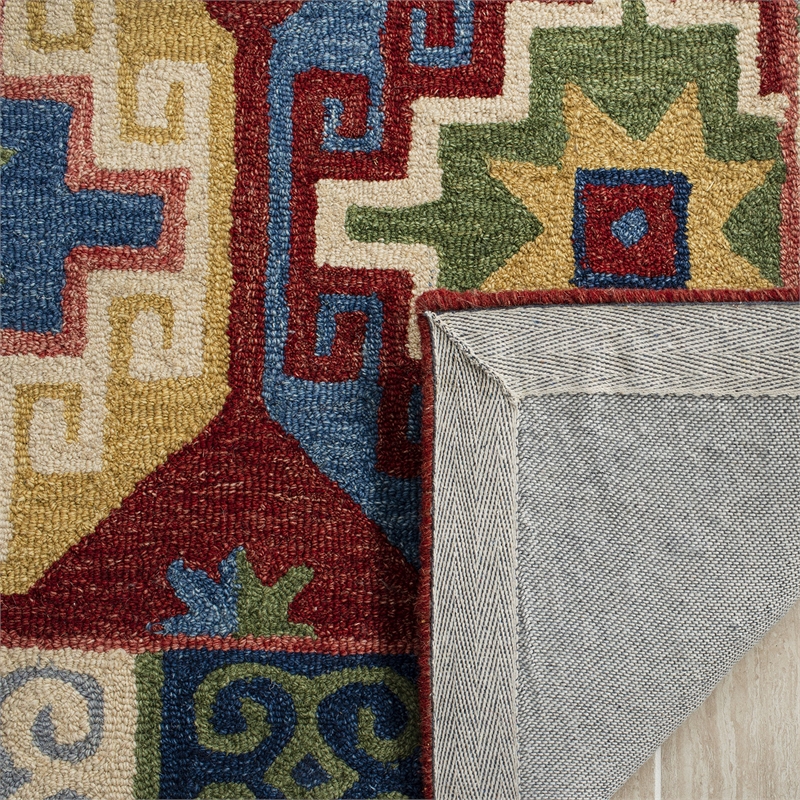 Safavieh Aspen 7' Square Hand Tufted Wool Rug in Red and Blue