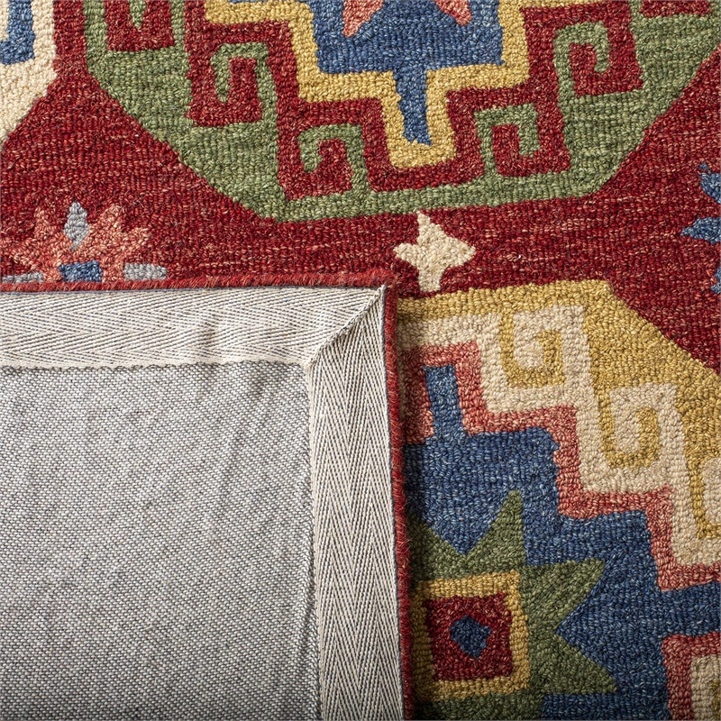 Safavieh Aspen 7' Square Hand Tufted Wool Rug in Red and Blue