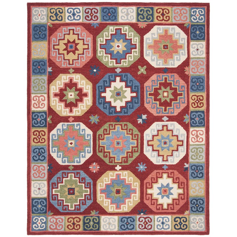 Safavieh Aspen 8' x 10' Hand Tufted Wool Rug in Red and Blue
