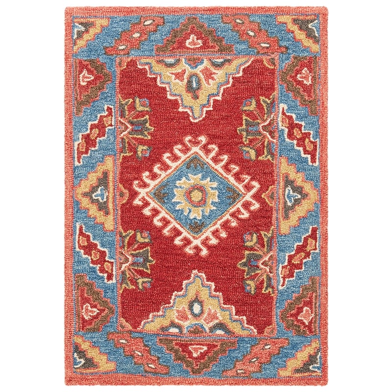 Safavieh Aspen 2' x 3' Hand Tufted Wool Rug in Red and Blue