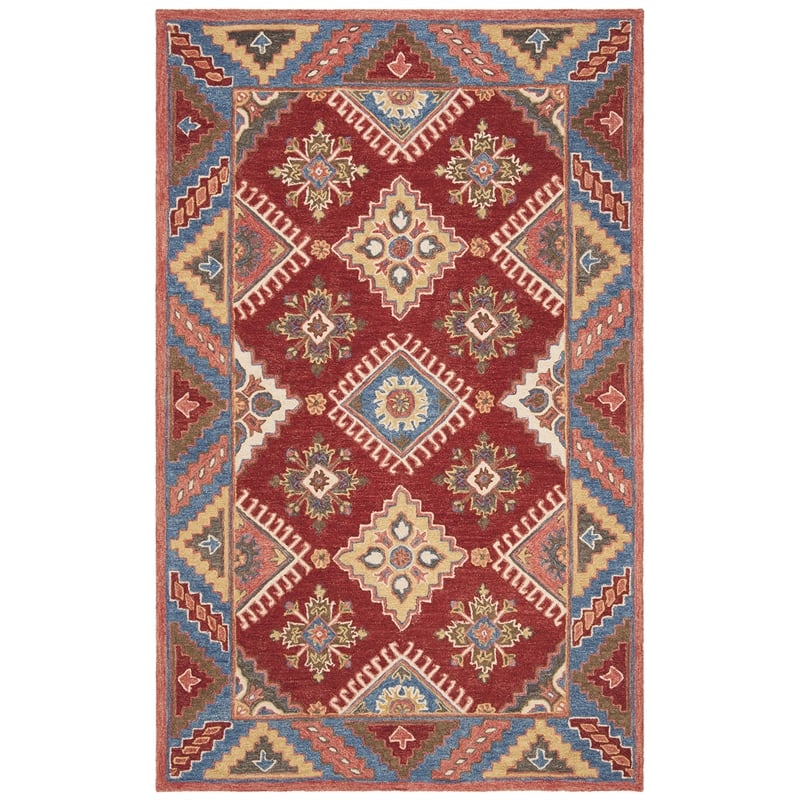 Safavieh Aspen 5' x 8' Hand Tufted Wool Rug in Red and Blue