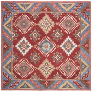 Safavieh Aspen 7' Square Hand Tufted Wool Rug in Red and Blue
