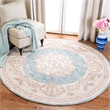 Safavieh Aubusson 6' Round Hand Tufted Wool Rug in Blue and Pink