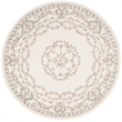 Safavieh Aubusson 6' Round Hand Tufted Wool Rug in Ivory and Pink