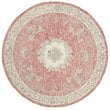 Safavieh Aubusson 6' Round Hand Tufted Wool Rug in Red and Ivory