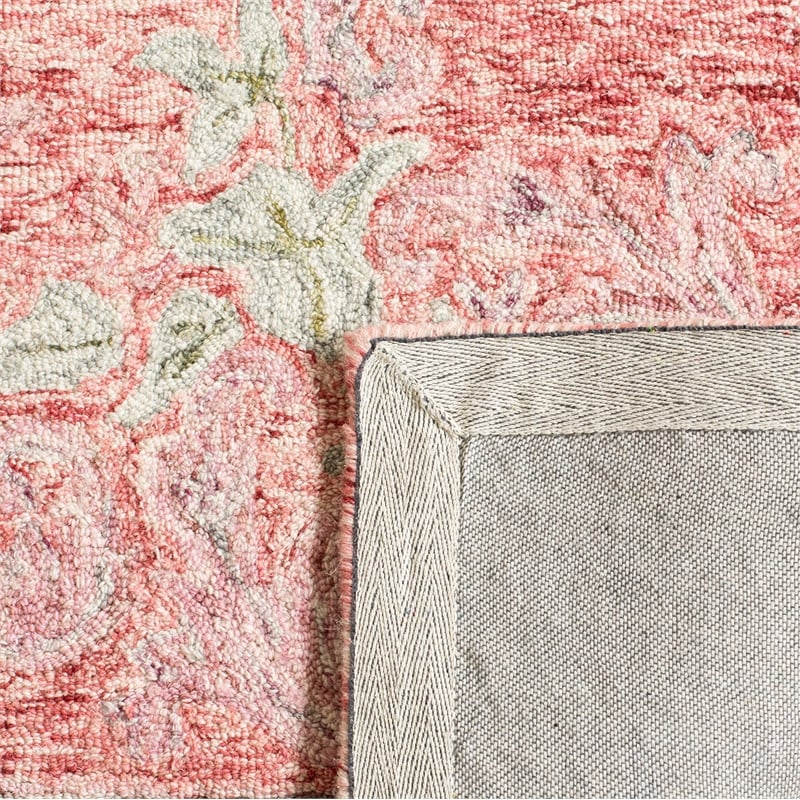 Safavieh Aubusson 6' Square Hand Tufted Wool Rug in Red and Ivory