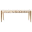 Safavieh Bandelier Leather Bench in Off White and Light Oak