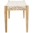 Safavieh Bandelier Leather Bench in Off White and Light Oak